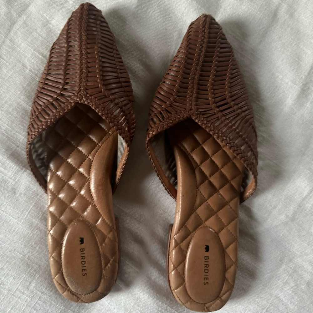 Birdies Brown Braided Leather Slide